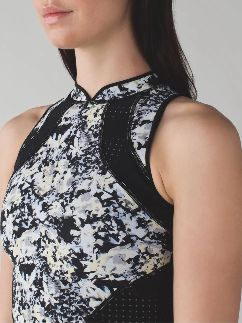 lululemon athletica Black Floral Lululemon Water: Salty Swim Sleeveless Rashie